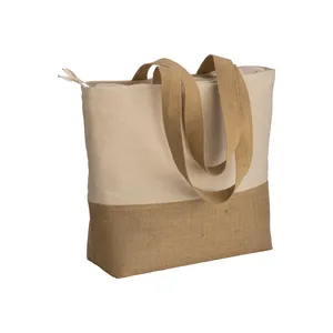 Borsa Shopper Personalizzata Promozionale in Cotone e Juta con Fondo Rinforzato - Product Image 1