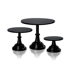 Ensemble simple de 3 supports à gâteaux en aluminium avec finition noire pour les boulangeries domestiques et les services de restauration de gâteaux - Product Image 1