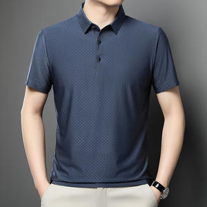 เสื้อยืดผู้ชายแขนสั้นลายตารางหมากรุกเสื้อโปโลคอปกแบบลำลองฤดูร้อน - Product Image 3