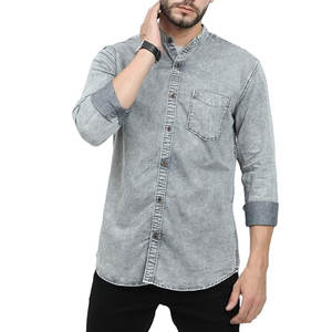 Meilleur prix Chemise en jean décontractée 100 % coton pour homme Respirante Confortable Teinte unie Service OEM Haute Qualité pour la vente en ligne - Product Image 1