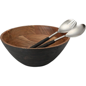 Ensemble de bols à salade en bois d'acacia naturel de qualité supérieure, faits à la main, écologiques, pour mélanger les fruits et les pâtes, en vente - Product Image 3