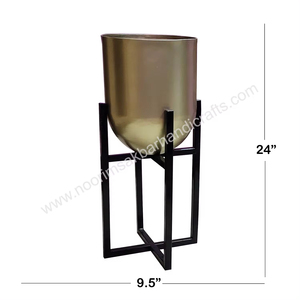 Maceta de metal negro con recubrimiento de polvo de cobre-Macetas modernas con soportes, soportes para macetas Ideal para decoración interior del hogar - Product Image 3