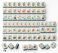 Jeu de Mahjong américain en acrylique Panda à double couche, design original, avec dossier en bambou tressé et rotin, personnalisé
