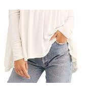 Free People T-shirt da donna Forever Your Girl Drape Tee in cotone 100% lavorato a maglia con colletto a fiocco, taglia S, taglia unica, traspirante, bianca - Product Image 2