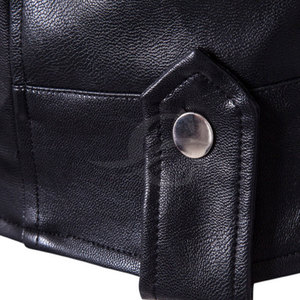 Veste en cuir véritable de couleur unie personnalisée à la mode col montant toile saison d'hiver conception de taille personnalisée - Product Image 6