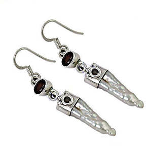 Boucles d'oreilles pendantes en argent 925 avec pierre précieuse grenat, bijoux de mode pour femmes - Product Image 2