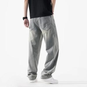 Pantalones Vaqueros estampados sueltos para hombre personalizados fabricantes al por mayor pantalones vaqueros de pierna ancha informales personalizados de fábrica de estilo urbano - Product Image 5