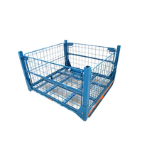 Conteneur pliable en fil d'acier robuste, grande cage à roulettes, capacité 1000 kg, revêtement poudré, stockage professionnel empilable