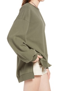 Vert fossette surdimensionné 100% coton mince personnalisé sweat shirt bouffée impression Logo personnalisé décontracté français éponge sweats à capuche pour femmes - Product Image 4