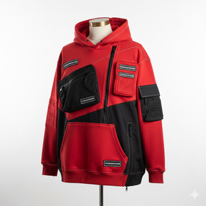 Sweat-shirt à capuche zippé multi-poches avec logo personnalisé, nouveau design, tendance, sportif, avec poches cargo - Product Image 1