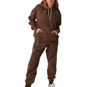 Vente en gros de haute qualité pour femmes survêtement en coton épais surdimensionné ensemble de pantalons de survêtement à capuche respirant blanc 2026 - Product Image 6