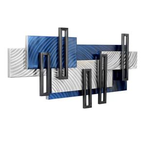 Bleu et argent métal classique décoration murale intérieur extérieur tenture hôtel restaurant maison salon chambre arts décoratifs - Product Image 3