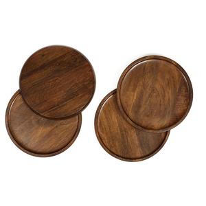 Plateau de service en bois d'acacia écologique de qualité alimentaire, fait à la main, ensemble de plateaux, assiettes à apéritif pour la maison, restaurant, décoration de salle à manger - Product Image 4