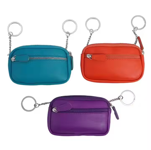 WRIZA Stylish Ladies Key Case <b>Small</b> Fashionable Colorful Genuine <b>Leather</b> Bag with Zipper Closure Waterproof High Quality WRIZA - Product Image 3