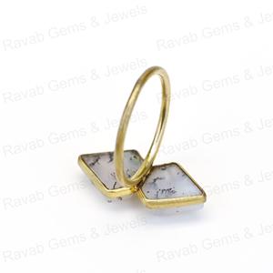 Venta de Navidad 10x14mm Ajuste de bisel Anillo de plata esterlina 925 para mujer fina con ágata de dendrita natural Anillo de venta de corte elegante - Product Image 4