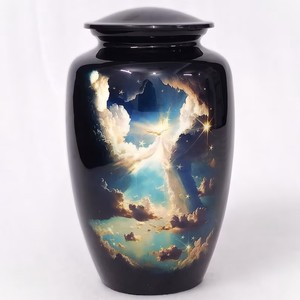 Angel Light Cloud <b>Memorial</b> Urn with Heavenly Star Design and Dark Gloss Finish for Adult Ashes - Product Image 1