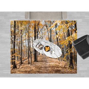 Alfombra de Lana con Paisaje Otoñal, Alfombra con Vista a un Bosque Otoñal, Alfombra Suave de Pelo Medio con Respaldo de Látex Antideslizante - Product Image 4