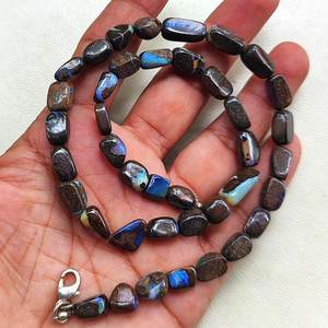 Collier de perles d'opale de feu naturelle, artisanat, tons terre bruts, certifié IGI, style tendance pour l'expression de bijoux traditionnels - Product Image 5