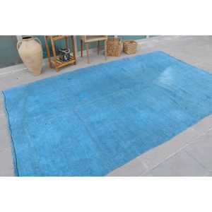 Alfombra Turca Vintage Grande de 6.2x10.5 pies, Alfombra de Lana Abstracta Azul y Roja - Product Image 1