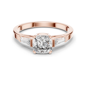 Anillo de Diamante Cultivado en Laboratorio de 2.02 CT para Mujer, Corte Cojín con Diamantes Laterales Trapezoidales, Disponible en 18KT, 14KT, 10KT - Product Image 2