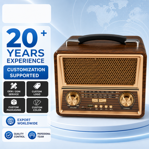 <span class=keywords><strong>Radio</strong></span> portable vintage en bois RAISENG R-2055BT, OEM d'usine, 3 bandes AM FM SW, lecteur MP3 USB TF, <span class=keywords><strong>radio</strong></span> rechargeable - Product Image 1