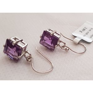 Shah Gems Women's Natural Amethyst Crystal <b>Earrings</b> 925 Sterling <b>Silver</b> - Product Image 3