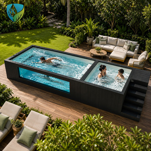Grande <span class=keywords><strong>piscine</strong></span> rectangulaire familiale en bois bleue sur mesure de 20 pieds, <span class=keywords><strong>piscine</strong></span> hors sol en fibre de verre FRP à vendre - Product Image 5