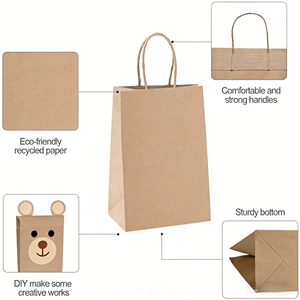 Bolsa de Papel Kraft Marrón al por Mayor, Acepta Impresión Personalizada, Bolsa de Regalo en Existencia, Bolsa de Comida Rápida para Llevar, Bolsa de Compras con Asa Retorcida - Product Image 4