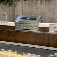 CBMMart Armoire complète de barbecue à gaz en acier inoxydable pour l'extérieur Armoire de cuisine extérieure intégrale en acier 304 avec éviers