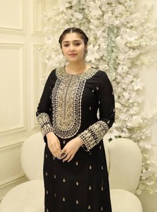 งานปักผ้าจอร์เจียประดับหินพื้นล่างสุดด้วยผ้า Dupatta rama - Product Image 3