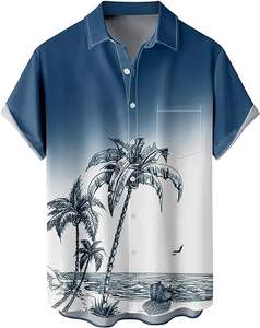 เสื้อเชิ้ตแขนสั้นลำลองผู้ชายปี 2024 ผ้าฝ้ายแท้ พิมพ์ลายเส้นรถสีตัดกัน แห้งเร็ว - Product Image 1