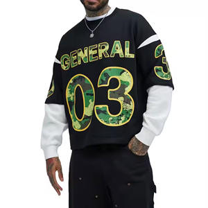 High Quality Cotton <b>Two</b> Piece Sleeved Loose Round Neck Long Sleeve T-<b>shirt</b> Vintage Washed <b>Double</b> Layered Sleeve Sweatshirt - Product Image 4