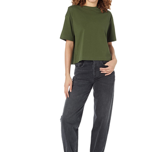 Camiseta de Mujer de Alta Calidad, 100% Algodón, 300g, Corte Regular, Venta al Por Mayor, Impresión Digital Personalizada, Diseño Liso, Cuello Redondo - Product Image 1