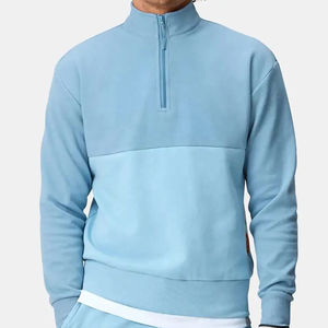 OEM Men's Quarter <b>Zip</b> Pullover Sweatshirt New Arrival 1/4 <b>Zip</b> Fleece Hoodie Mock-Neck Customizable Logo Plain Dyed for Autumn - Product Image 4