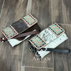 2025 fabricantes de moda diseñador Premium lujo mano tooled cuero de vaca tarjetero monedero billetera larga para mujer - Product Image 1