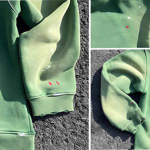 Sudadera con capucha unisex de invierno, estilo vintage, con cremallera completa, 100% algodón, de alto gramaje, ecológica, con efecto desgastado, fabricada a medida. - Product Image 6