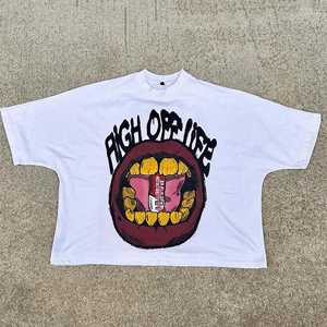 Camiseta Gráfica Extra Grande Personalizada para Hombre, Ropa Urbana, Estampado Atrevido, Hombros Caídos, Algodón, Estilo Hip Hop - Product Image 4