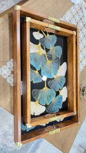 SMARK EXPORTS Bandeja de Servir de Madera Pintada de Negro de Alta Calidad Hecha a Mano con Asas Originales, Juego Único de 2 Piezas, Regalo Perfecto para - Product Image 5