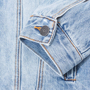 High Street Men's <b>Denim</b> <b>Jackets</b> Solid Color Comfortable with Custom Logo Printing High Quality Stand Collar for Winter - Product Image 4