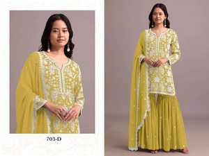 Trajes de Pantalón Palazzo para Mujer, Trajes de Lawn Pakistaníes, Trajes de Algodón de Diseñadores Pakistaníes para Mujer, Ropa India y Pakistaní - Product Image 4