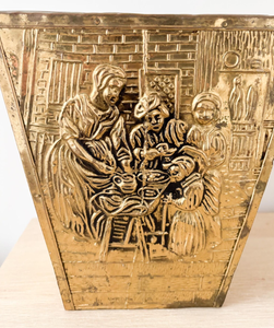 Jardinières d'extérieur en cuivre antique, design carré en relief, avec poignées latérales, pots et jardinières de jardin, décorations - Product Image 3