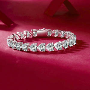 NOVAMART Fine Hallmark <b>Silver</b> Heart Cut American Diamond <b>Bracelet</b> Elegant and Luxurious Jewelry Accessory Wholesale Export - Product Image 3