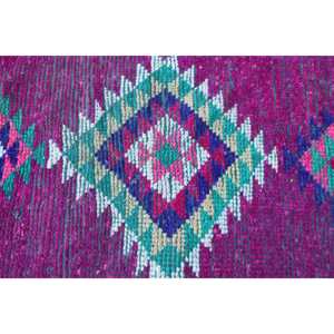 Vintage Rug, <b>Runner</b> 2.1x9.1 ft Turkish Rug, Pink <b>Green</b> Solid Wool Rug - Product Image 5