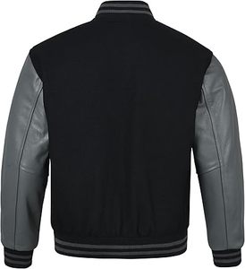 Chaqueta acolchada Softshell de invierno para hombre Mezcla de lana de estilo universitario con patrón de letras universitarias bordadas Posición del logotipo frontal - Product Image 5