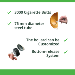 Cendrier tubulaire en acier personnalisé de grande capacité et design de luxe pour l'extérieur, rue, parc, route, ville, espaces publics-Durable pour fumer - Product Image 3