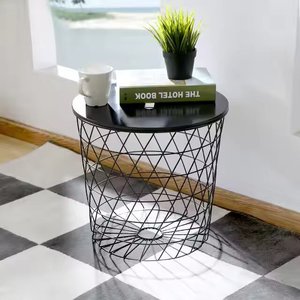 <b>Black</b> Wire Cage Base Tray <b>Side</b> <b>Table</b> - Product Image 5