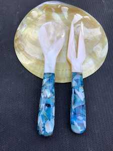 Cuchara con incrustaciones de piedra de nácar azul de concha de mar Natural de alta calidad, nuevo diseño de mejillón pulido con estilo Animal - Product Image 6