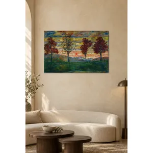 Fida Egon Schiele Quatre arbres au coucher du soleil Impression sur toile - Product Image 1