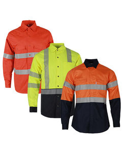 Chemise de travail à manches longues pour homme, en coton ignifuge, anti-chaleur, haute visibilité, réfléchissante, de sécurité - Product Image 2