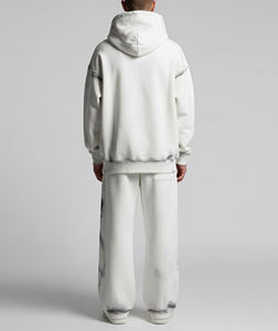 ชุดเซ็ตสองชิ้นทรงโอเวอร์ไซส์แบบย้อมสีเอซิด สไตล์สตรีทแวร์ เสื้อฮู้ดดี้ทรงหลวมและกางเกงขายาวทรงสเวตแพนท์สำหรับผู้ชาย - Product Image 4